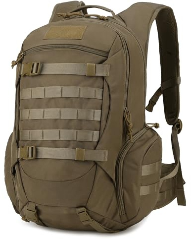Mardingtop Mochila táctica de 35 l, mochila para ordenador portátil con sistema MOLLE, mochila de día para oficina, viajeros, viajes, caqui, 35L