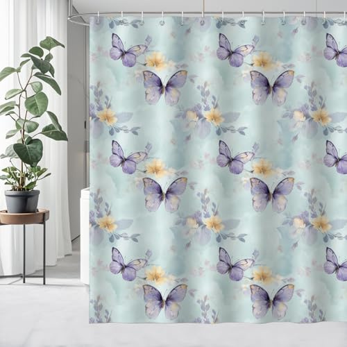 WYRCFS Duschvorhang Blau 180x200 cm, Wasserdicht, mit Haken
