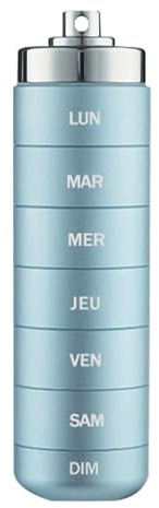 PLIC Pilulier Métal Design Boîte à Pilules Nomade pour Personnes Actives, Idéal pour Vitamines, Compléments Alimentaires & Gummies, Aluminium Robuste et Modulable (Bleu Clair)