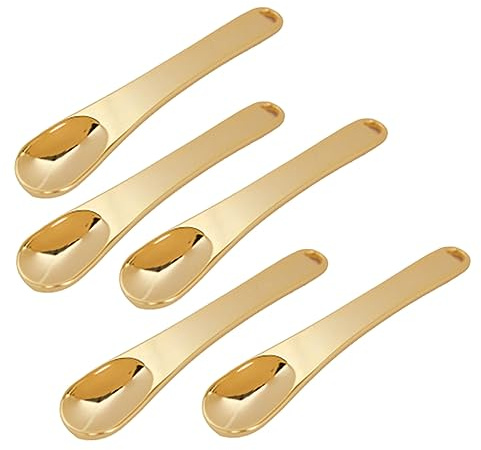 YOSADIER 5 Stück Augenlöffel aus Goldener Zinklegierung zur Augenpflege gegen Tränensäcke und Linderung von Augenermüdung Handlich und Leicht