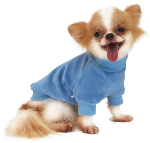 LOPHIPETS Fleece-Lined Dog Sweatshirt Coat for Chihuahuas & Teacup Puppies & Small Dogs Breeds | Fits 2.2-4.5 lbs | Sky Blue, Small