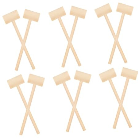KOMBIUDA 24pcs Mini Wooden Mallet for Ergonomic Small Hammer for Chocolate Cracking Party Game Props Solid Wood Craft Tool Friendly and Smooth Natural Finish