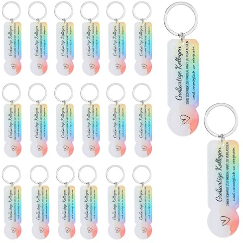 DONQTWAY Einkaufswagenchip, 20 Stück Kleines Danke Geschenk Geburtstag, 7×2,3 cm Einkaufschip Schlüsselanhänger als Geschenke für Kollegin, Einkaufswagenlöser für Beste Kollegin