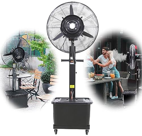 22in Industrial Misting Fan - Outdoor Commercial Cooling Pedestal Fan with 11 Gallon Tank, 3 Speeds for Garden, Patio & Warehouse Use - 550mm/22in Floor Fan