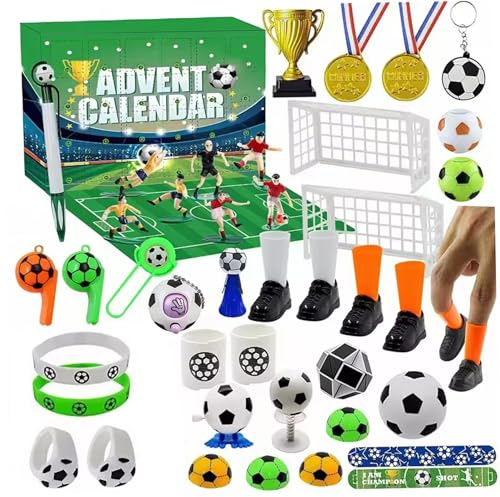 Gcroet Calendrier de l'Avent de Football, Calendrier Compte à rebours Noël 24 Jours avec Le Terrain Football, pour Les faveurs fête des garçons, des Jouets Surprise..
