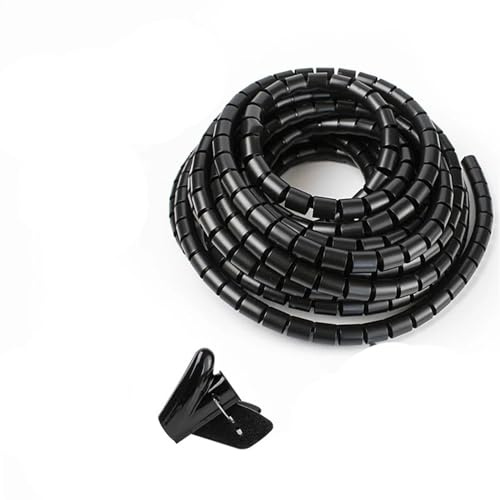 Cable management sleeve, Spiral Wrap Organizer Sleeve 10 Meters Multicolor 8-22mm(Black,8mm x 10 Meter)