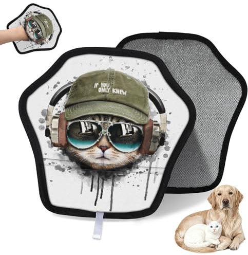 WowPrint Wasserfarben-Musik-Handschuh zur Haarentfernung von Katzen, Hunden, Katzen, Druck, wiederverwendbar, elektrostatische Tierhaar-Handschuhe, Bürstenwerkzeug für Couch, Kleidung, Teppich, Möbel