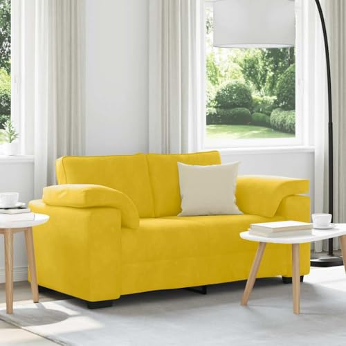 Teenpull Zweisitzer-Sofa, 120 cm breit, Samt Gelb, Modernes Relaxsofa mit Holzrahmen, Bequeme Polsterung für Wohnzimmer, Schlafzimmer, Büro