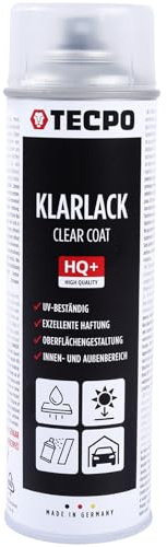 TECPO Acryllack Klarlack, 500ml Sprühlack Spraydose Transparent zur dauerhaften Versieglung Schützen Fixieren für Hochglanz Deckschicht geeignet für Holz, Metall, Aluminium, Glas, Kunststoffe
