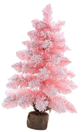 Pwshymi Mini-Rosa-Weihnachtsbaum, Festlicher, Kompakter PVC-Weihnachtsbaum für die Heim-Café-Dekoration