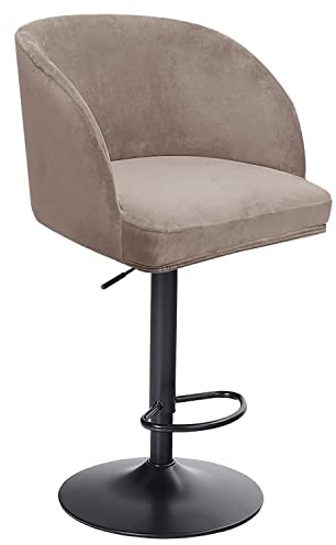 Generisch Samt Barhocker Hussen Bezug mit Rund Lehne/Armlehne Esszimmerstühle Husse Drehbarer Stretch Stuhlüberzug 4er/2er Set Moderne Gebogener Stuhlabdeckung für Restaurant Büro(Taupe,4pcs)