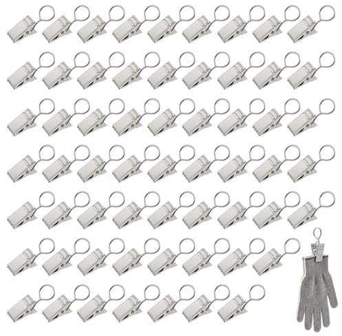 60PCS Pinces à Rideaux Métalliques avec Crochets, Clips en Acier Inoxydable, Résistants à la Rouille, pour Rideaux de Douche, Guirlandes Lumineuses, Photos, Tissus, Artisanat, Argenté, Polyvalent ﻿
