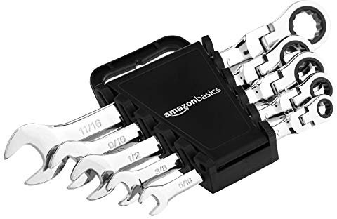 Amazon Basics Flexibles Ratschenschlüssel-Set, Zollgrößen (SAE), 5-teilig