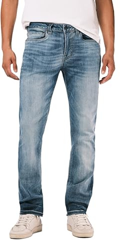 Buffalo David Bitton Men's Slim Ash Jeans, Authentic and Sanded Indigo, 34W x 30L