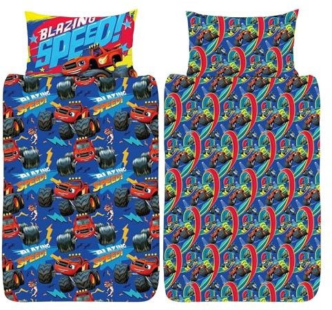 Blaze und die Monster Machines Bettwäsche-Set für Einzelbett, Blazing Speed Design, wendbar, offizielles Lizenzprodukt