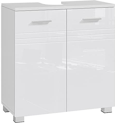 VASAGLE Waschbeckenunterschrank, Badezimmerschrank mit Doppeltür, Badschrank, verstellbare Ablage, fürs Badezimmer, 60 x 30 x 63 cm, weiß BBK112W01