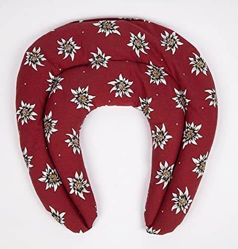 Coussin compartimenté tour de cou aux graines - Noyaux de cerises - Coussin thermique pour la nuque - Coussin cervicales (Design: fleurs d'edelweiss)