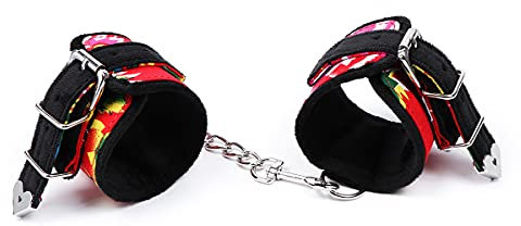 Canarea Handschellen Fußfesseln sex SM Erotik Plüsch mit Herz Rot Retro Harness Geschirr Bondage Fetisch Handfesseln Bettfesseln Fuß verbinden sexspielzeug -Vertsellbar (Hand)