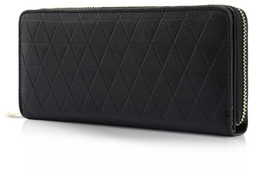 TANTOMI Geldbörse Damen groß im Langformat, Geldbeutel mit Exklusiven Prägungen auf Synthetisches Leder, Portemonnaie mit RFID, und mit Reißverschluss Druckknopf und vielen Fächern.