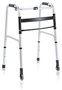 Deambulatore pieghevole in alluminio anodizzato 2 puntali e 2 ruote fisse Ø 7 cm Serie Click Art. RP735M