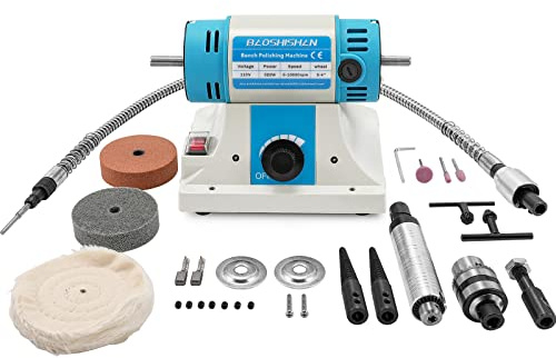 BAOSHISHAN Jewelry Polisher, Bench Buffer Polishing Machine with Accessories, Multi-Function Benchtop Polisher Grinder, 110V for Jewelry, Wood, Amber, Metal, Jade