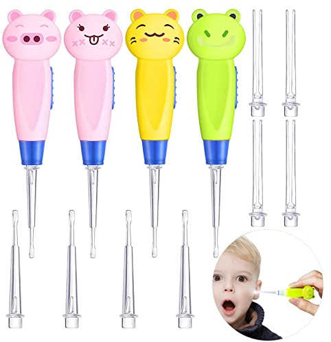 Ohrenschmalz Entferner, LED Earpick Ohrreiniger, 4 Stück Ohrreinigungswerkzeuge, Ohrenschmalz Entferner Set, LED Ohr Reinigung, Ohrenreiniger Set, Ohrenreiniger Entferner, mit Ersatzköpfen
