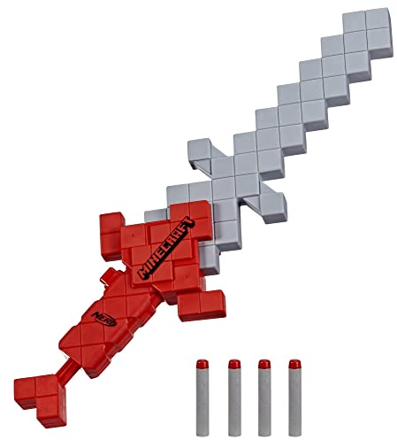 Nerf Minecraft Épée en forme de cœur avec 4 fléchettes en mousse Elite