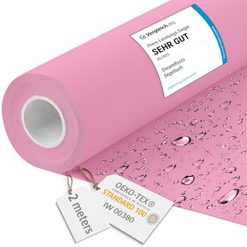 DreamRoots Markisenstoff wasserdicht Meterware, Rosa, 2 m | Oxford Segeltuch, Polsterstoff, 160 cm breit, 220 g/m² 600D, wasserabweisend, für außen & Deko