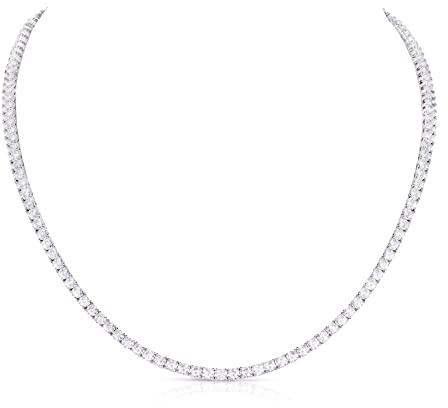 Diamond Treats Collana Tennis in Argento Sterling 925 per Donna e Ragazza, Splendida con Zirconi Rotondi da 3 mm, Catena in Argento 925 con Confezione Regalo