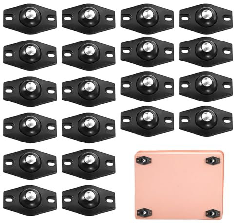 20 Stück Kugelrollen Schwerlast Möbelrollen Klein, Möbelrollen Klein, Kugelrollen, Möbelrollen Flach, Kugelrollen für Möbel, Selbstklebendes Mini-Universalrad, für Flightcases, Werkzeugkisten
