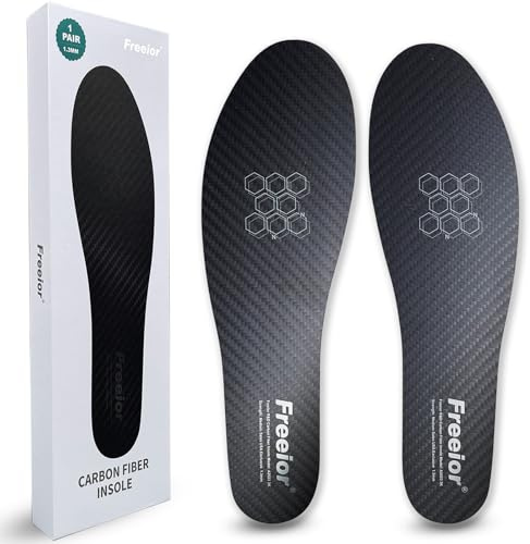 Freeior Carbon Fiber Insole for Pain Relief of Turf Toe, Hallux Rigidus and Limitus, Foot Fractures Recovery, Rigid Thin Foot Plate Carbon Fiber Shoe Inserts for Men Women 1 Pair 8.46 - 215mm
