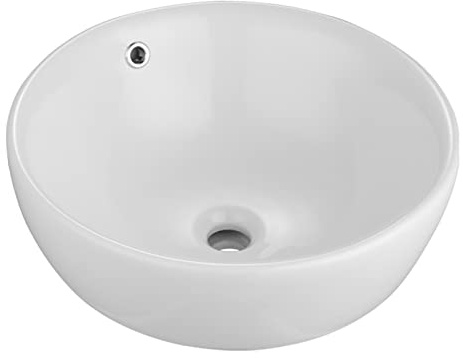 Xilin-872 Lavabo Fregadero de baño Blanco de 17,5 x 17,5, Fregadero Redondo de cerámica, Fregadero Moderno sobre encimera, tocador de baño Fregadero
