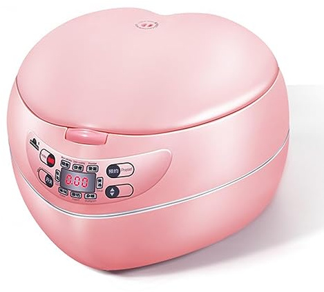 NIBHZ Funzione di Isolamento Domestico Piroscafo Elettrico, Mini Cuociriso Dormitorio a Forma di Cuore, può Essere Cucinato Rapidamente, Porridge/Zuppa Elettrica a Vapore,Pink-1.8L