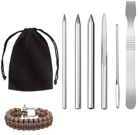 Paracord Nadel, Paracord Nähset, Paracord Nähnadel, Paracord Schnürnadeln, Paracord Schnürstich Nadel, Paracord Glättungswerkzeug, Edelstahl Paracord Nadel 6 Set, Zum Weben Paracord DIY