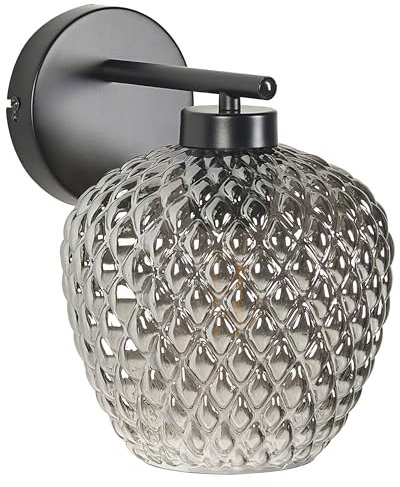 Beliani Lampe Applique Murale avec Abat-Jour Cosy Martelé en Métal et Verre Gris Sherry