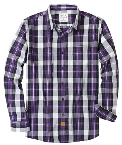 Dubinik® Chemise Homme Casual Poche Leger Doux Regular Bouton Classiques Carreaux Manches Longues