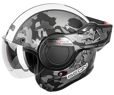 BEON Stratos Motorradhelm - Systemhelm Klapphelme mit Visier und Sonnenblende - Rollerhelm Sonnenblende - Motorrad Helm Damen & Herren - Integralhelm 180° Klappbar - Anti-Kratz-Visier - M