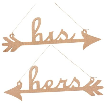 Happyyami 4pièces Panneaux Bois Décoratifs pour Mariage Enseigne Fléchée His Et Hers Décoration Murale Élégante pour Cérémonies Et Réceptions