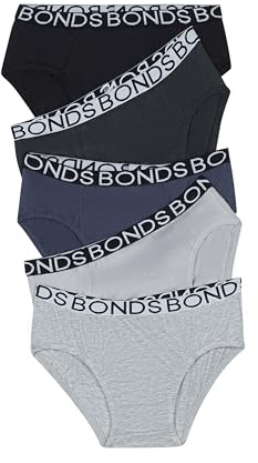 Bonds Culotte de sous-vêtements pour garçon, Noir/gris (lot de 5), 14-15 Years