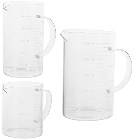Gatuida 3piezas Tazas Medidoras De Vidrio Transparente Unidades Para Lab y Hogar