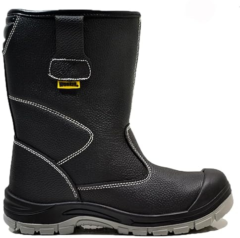 MENS LEATHER WATERPROOF MEMORY FOAM STEEL TOE CAP SAFETY WORK HIKING CONSTRUCTION PROTECTIVE RIGGER BOOTS SIZE (BLACK, UK Footwear Size System, Adult, Men, Numeric, Medium, 6)
