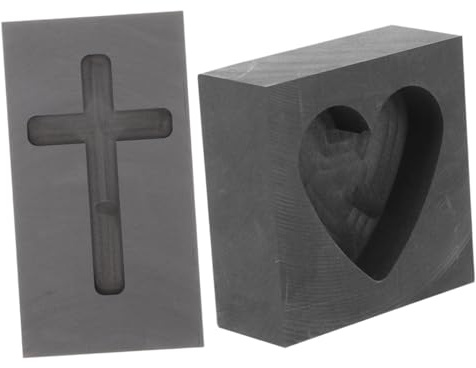 UTHCLO 2pièces Moules Graphite Forme De Cœur Et Croix Lot Pour Coulée De Cuivre Pour Et Créations Artisanales