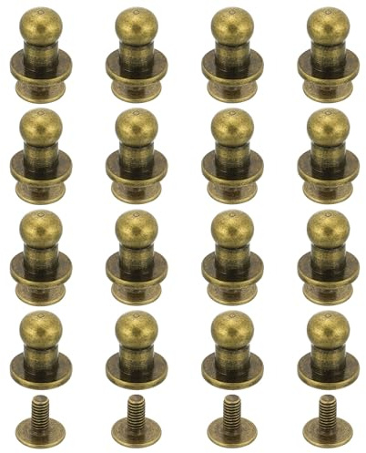 QUARKZMAN 16 Stück Leder Nieten Hohlnieten Schraubnieten für Leder Kugelkopf Stollen Schraube Rücken 5mm Rundkopf Knopf Nippel Schraubniete für DIY Lederhandwerk Handtaschen Schuhe, Bronze