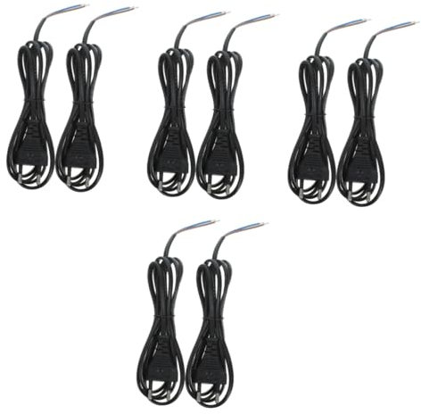 JECOMPRIS 4 Set Cavo Di Alimentazione Prolunga Elettrica Prolunghe Elettriche Extension Cord Rgb Pc Ups Pc Spina Di Ricambio 2 Poli Cavo Della Lampada Con Spina Rame Black 2 Pezzi*4