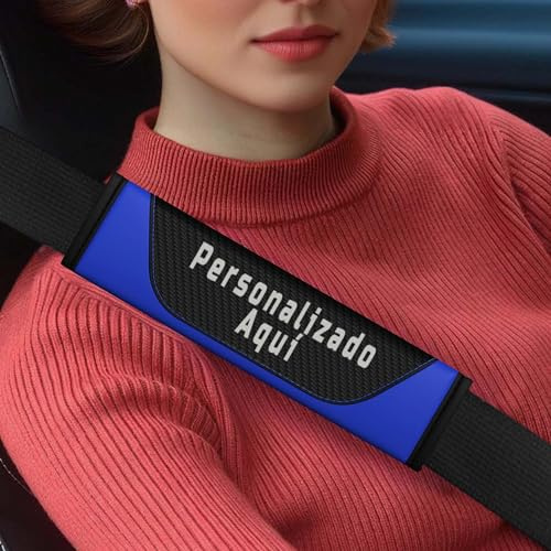 Fundas y Almohadillas para Cinturón de Seguridad – Hombreras de Automóvil Personalizables – Correa Transpirable para Niños y Adultos con Estilo Fibra de Carbono