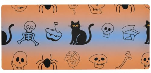 Halloween svart katt spindel skalle slät musmatta för spel för skrivbord slät stor musmatta för skrivbord 80 x 30 cm