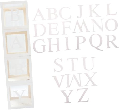 Hemobllo Juego de Cajas para Globos Letras Accesorios Decorativos para Fiestas Bodas Eventos Incluye 4 Cajas y Letras Ideales para Llenar Globos Luces o Decoraciones