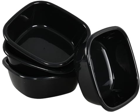 Jnktka 8 L Square Plastic Washing up Bowls, Black Kitchen Sink Bowl, 4 Pack