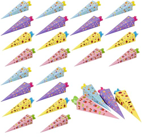Bliceon 28 Stück Schultüte Klein, Geschwister Geschenk Schultüte, 22cm Geschenk Einschulung Zuckertüte for Geschenks Einschulung Junge MäDchen, Partydekorationen, Geschenkverpackungen
