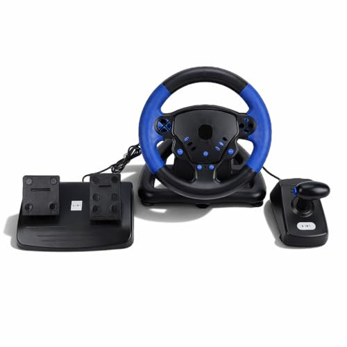 Sxhlseller Gaming Lenkrad 4 in 1 |135° Force Feedback Rad mit Dual Motor und Pedalen fürIOS PC Android